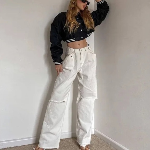 NWT Storets Vera Slash White denim Cutout Jeans baggy boyfriend oversized S M - Picture 2 of 15